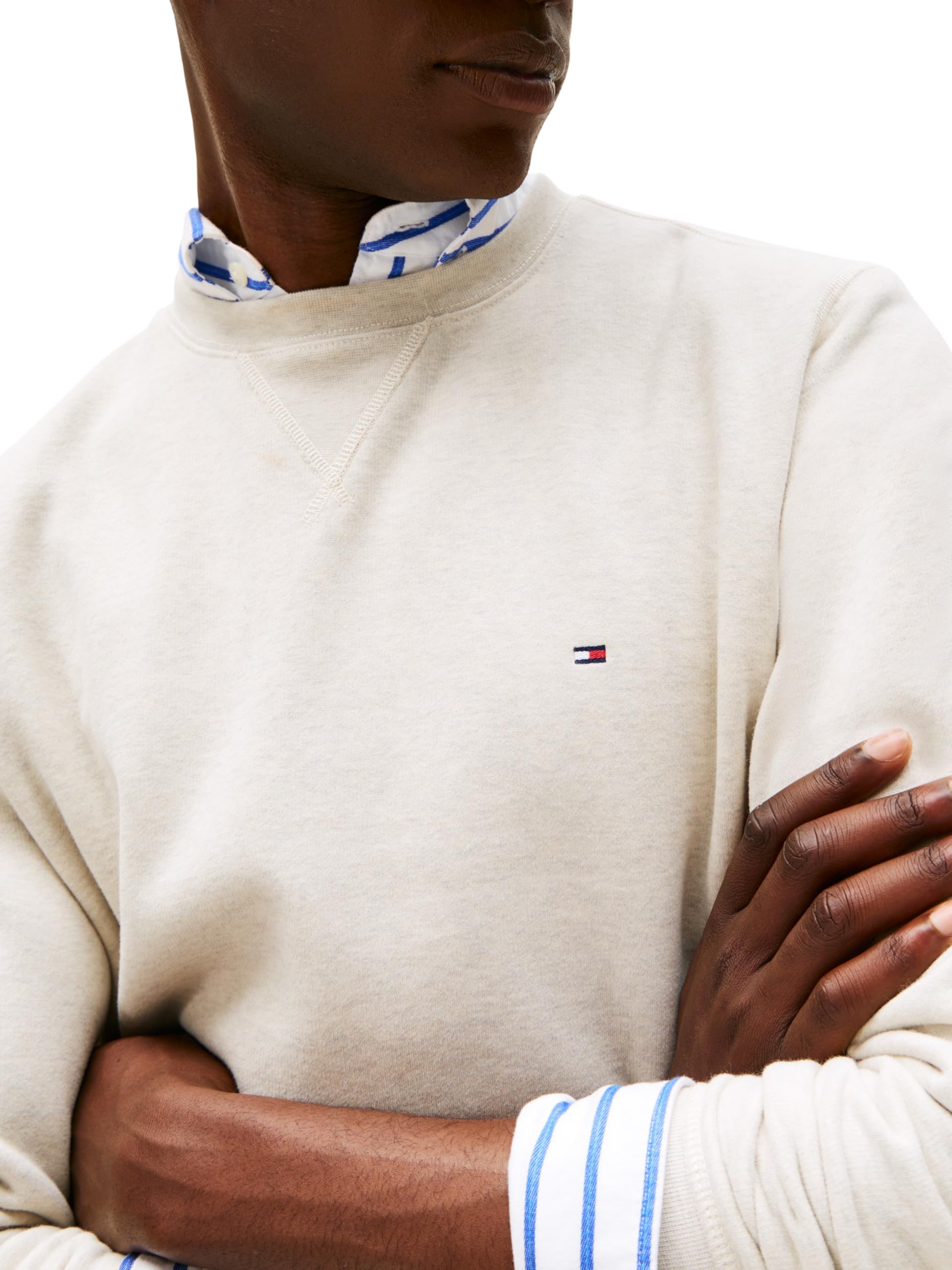 Tommy Hilfiger Męska bluza ESS SEASONAL FLEECE CREWNECK MW0MW40000, beżowa, XS, Beżowy (wrzosowe mleko owsiane), XS