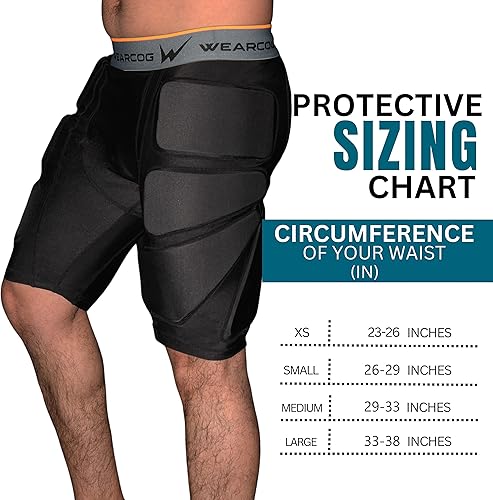 Miniatura 5 de Wearcog Pantalones cortos acolchados con protección 3D para patinaje, snowboard, ciclismo, esquí - Pantalones cortos de compresión acolchados con