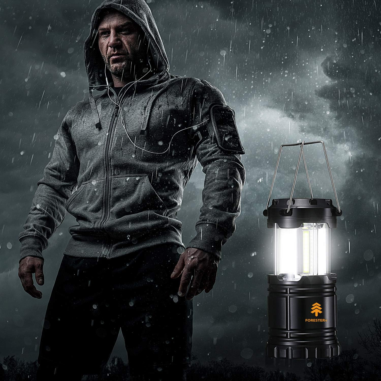 Forester+ Camping Lanterns (2 Pack), Bright COB LED for Camping, Hiking, Power Outage, Survival Kit, Emergency Light, 6 x AA Batteries Included