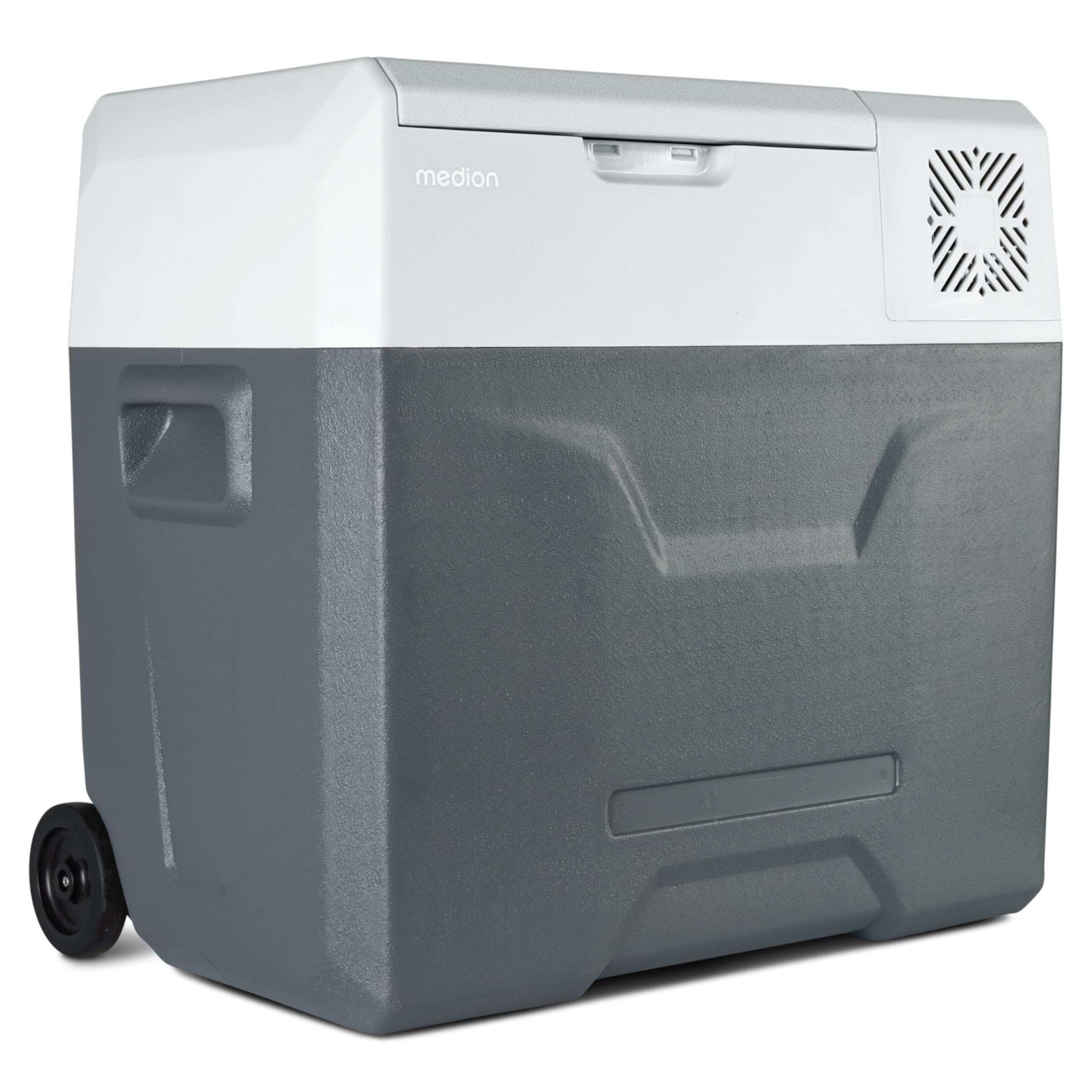 MEDION mobile elektrische Kompressor Kühlbox (50L Kapazität, elektrisch, Mini Kühlschrank & Gefrierbox, USB, 230V 12V 24V KFZ Adapter, für Auto LKW Wohnwagen Camping Boot Garten Festival, MD13112)