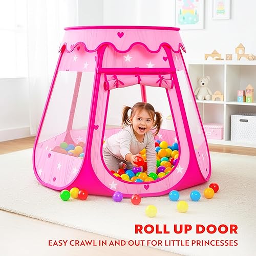 Miniatura 6 de Playz Ball Pit Princess Castle Play Tent for Girls w/ 50 Balls Included - Pop Up Children Play Tent for Indoor & Outdoor Use - Playland Playhouse