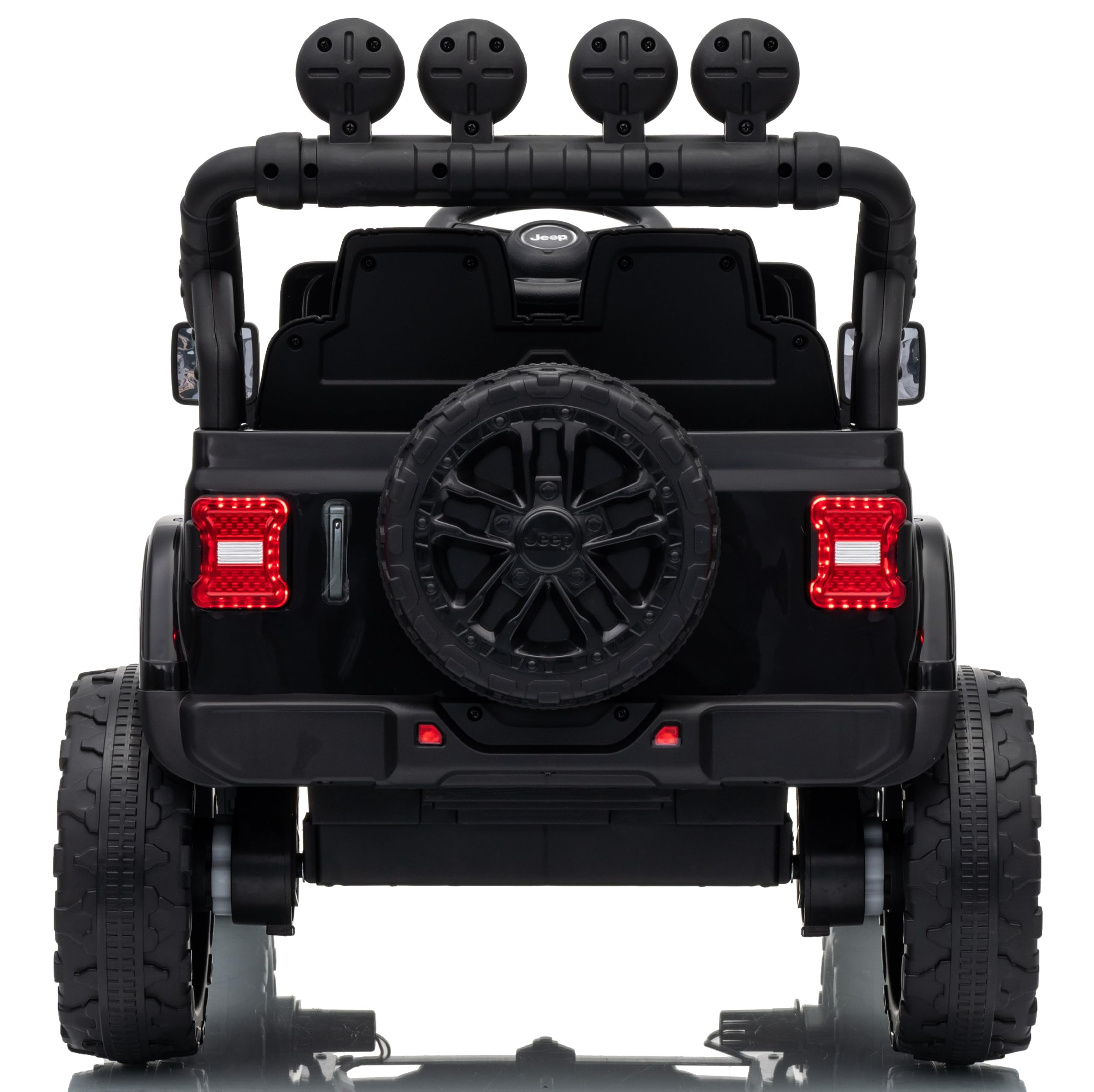 Jeep Wrangler Rubicon 12V Macchina Elettrica per Bambini con Licenza Ufficiale Due Potenti Motori Cintura a 5 Punti Ammortizzatori Telecomando Parentale Luci LED Musica Portata 30 kg Nero