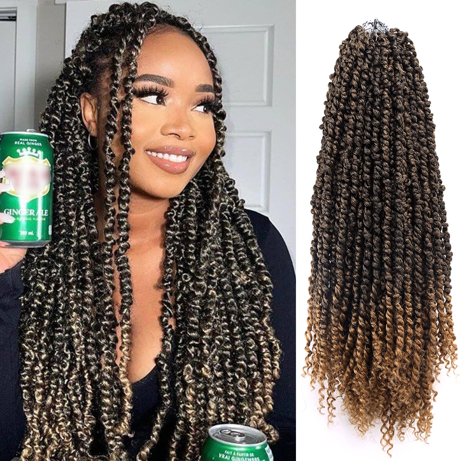 Passion Twist Hair - 24 Inch Passion Twist Crochet Hair For Women 8 Packs Crochet Pretwisted Curly Hair Passion Twists Synthetic Braiding Hair