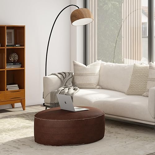 Miniatura 90 de SIMPLIHOME Brody - Puf cuadrado grande de 30 pulgadas de ancho, color gris envejecido, otomana de piel sintética vegana, reposapiés o asiento
