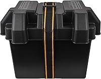 Attwood 9069-1 Non-Vented Battery Box for Group 24 Batteries - Durable Black Box with Heavy-Duty Strap for RV & Automotive