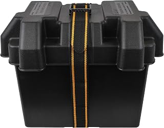 Attwood 9069-1 Non-Vented Battery Box for Group 24 Batteries - Durable Black Box with Heavy-Duty Strap for RV & Automotive