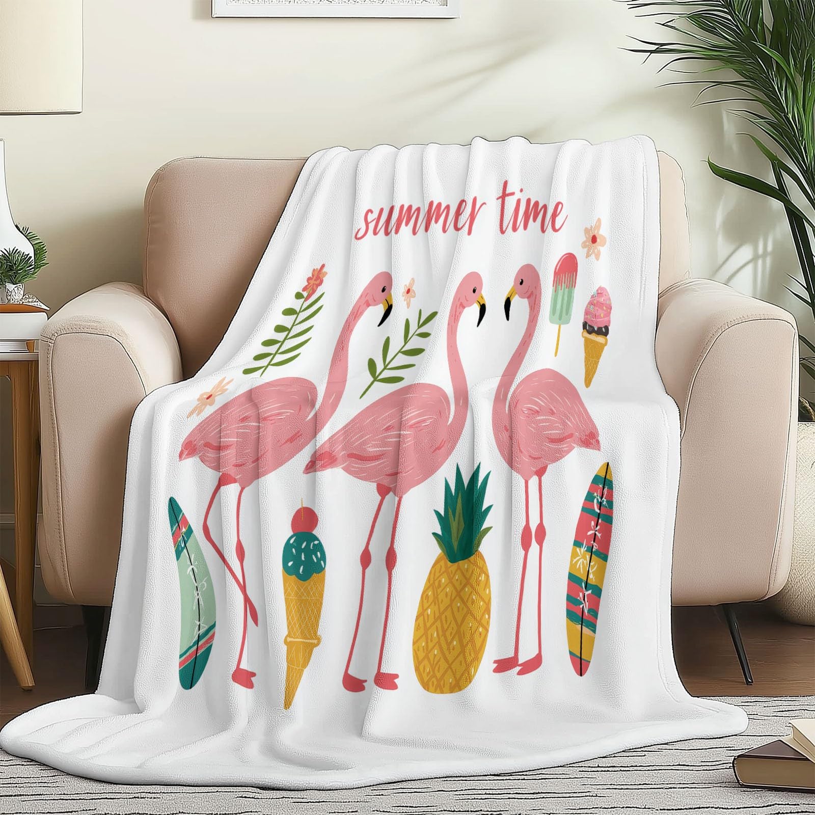 Kocyk Flamingo: świeży i niemowlęcy miękki polar na sofę pojedyncze podwójne różowe puszyste ciepłe zimowe koce polarowe dla dzieci dorosłych 220 x 240 cm