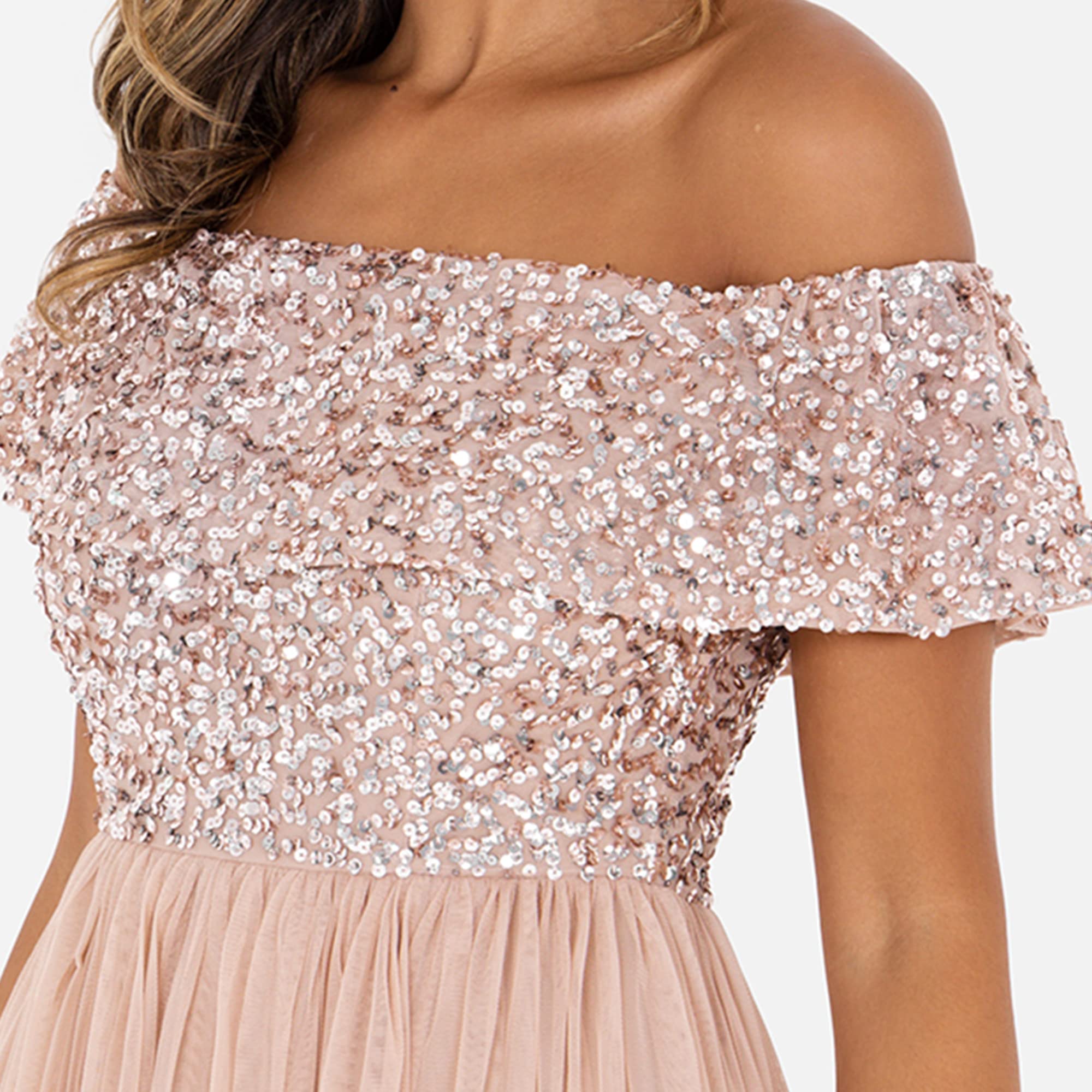 Maya Deluxe Maxi Abito Maya Bardot Vestito per Damigella d’Onore Donna (Pacco da 1)