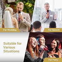 Set microfon karaoke wireless TONOR TW350 cu microfon dinamic portabil UHF și receptor, conector XLR și 6,35 mm, 60 m, roșu-gri 7
