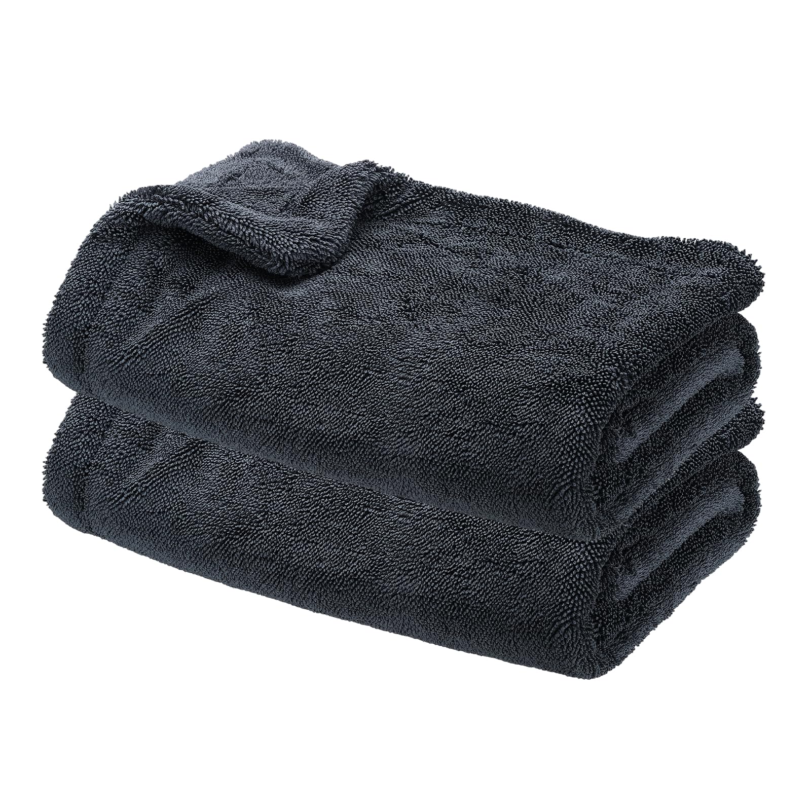 sourcing map 2 toallas de microfibra para coche, 24 x 35 pulgadas, ultra absorbentes, para el cuidado de los detalles de pulido, paños de cera de doble capa para ventana de coche, cocina, color gris