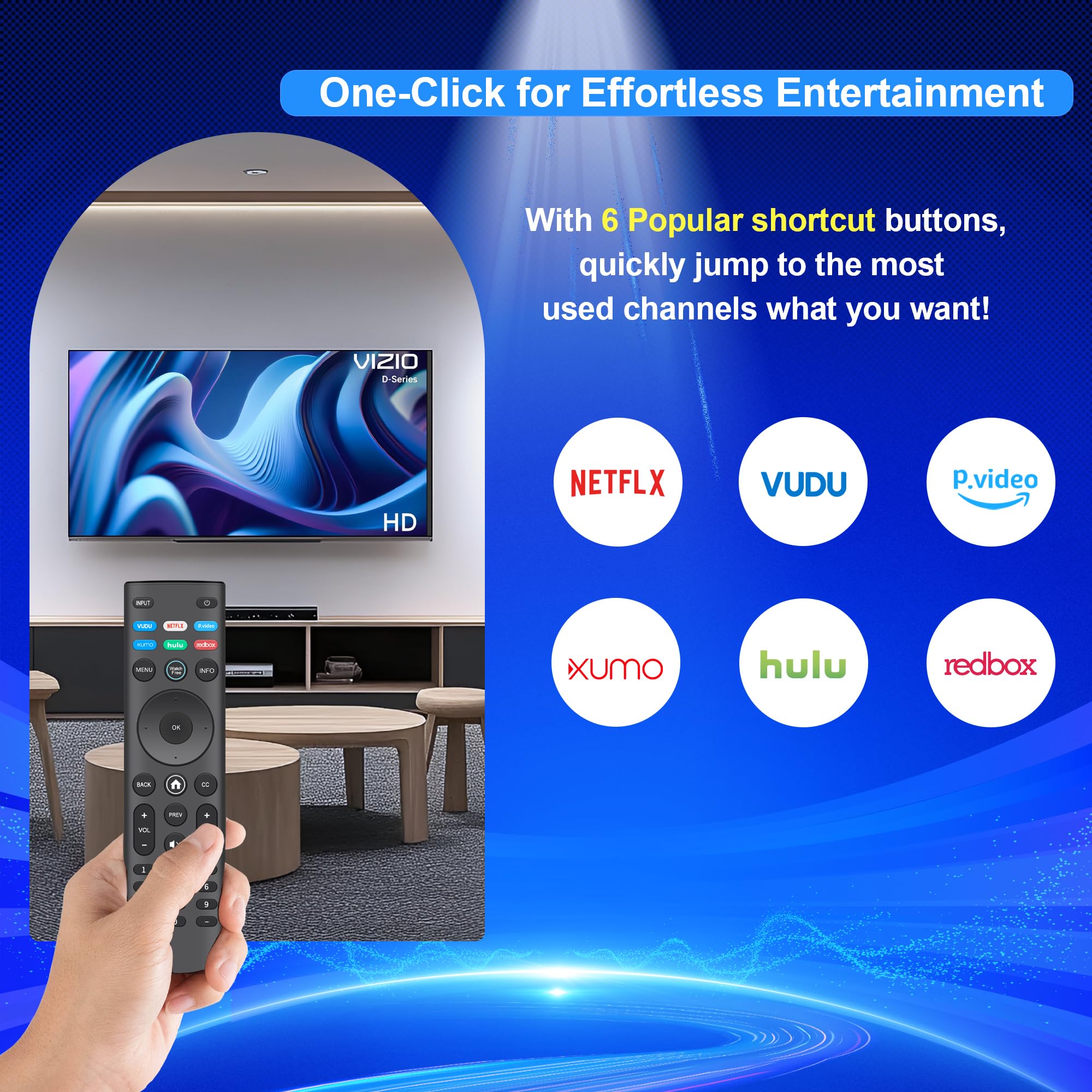 Paquete de 2: repuesto para control remoto VIZIO Smart TV para XRT140 XRT136 XRT260 XRT270 con 6 botones de acceso directo universal para Vizio Smartcast D/E/M/P/PX/V/OLED Series - No necesita