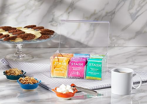 Miniatura 5 de RoyalHouse Organizador de almacenamiento acrílico para bolsitas de té, 6 compartimentos, caja de té de plástico transparente sin BPA con tapa, caja