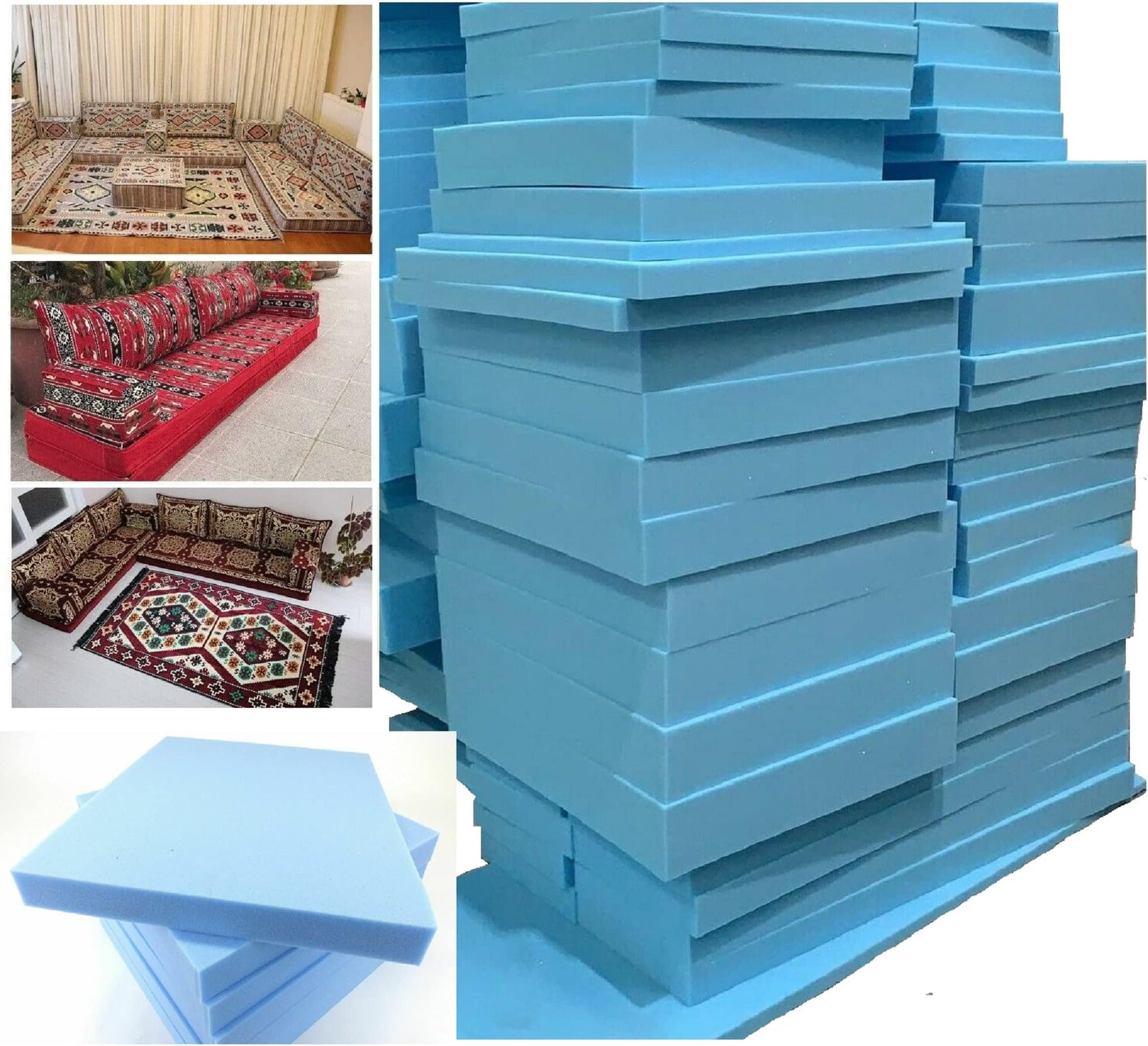 Blue Foam Sheet Cut to Size Medium to High Density Floor Cushions Sofa Chair Seat Filling, Dog Seat Mat, Topper Camper Van 18 X 18" 20 X 20" 22 X 22" 24 X 24" Thickness 1" 2" 4" 5" (18 X 18 X 1")