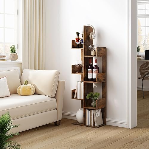 Miniatura 2 de Estantería de 8 niveles, estantería de árbol con 8 estantes para libros, estante de almacenamiento de pie para libros, CDs, plantas, estantería de