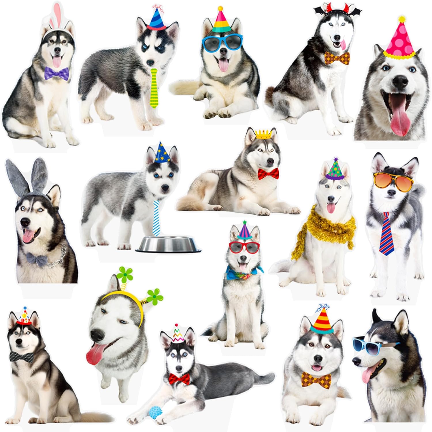 Amazon.com: umoni Dog Cupcake Toppers Husky Dog Cupcake Toppers Dog ...
