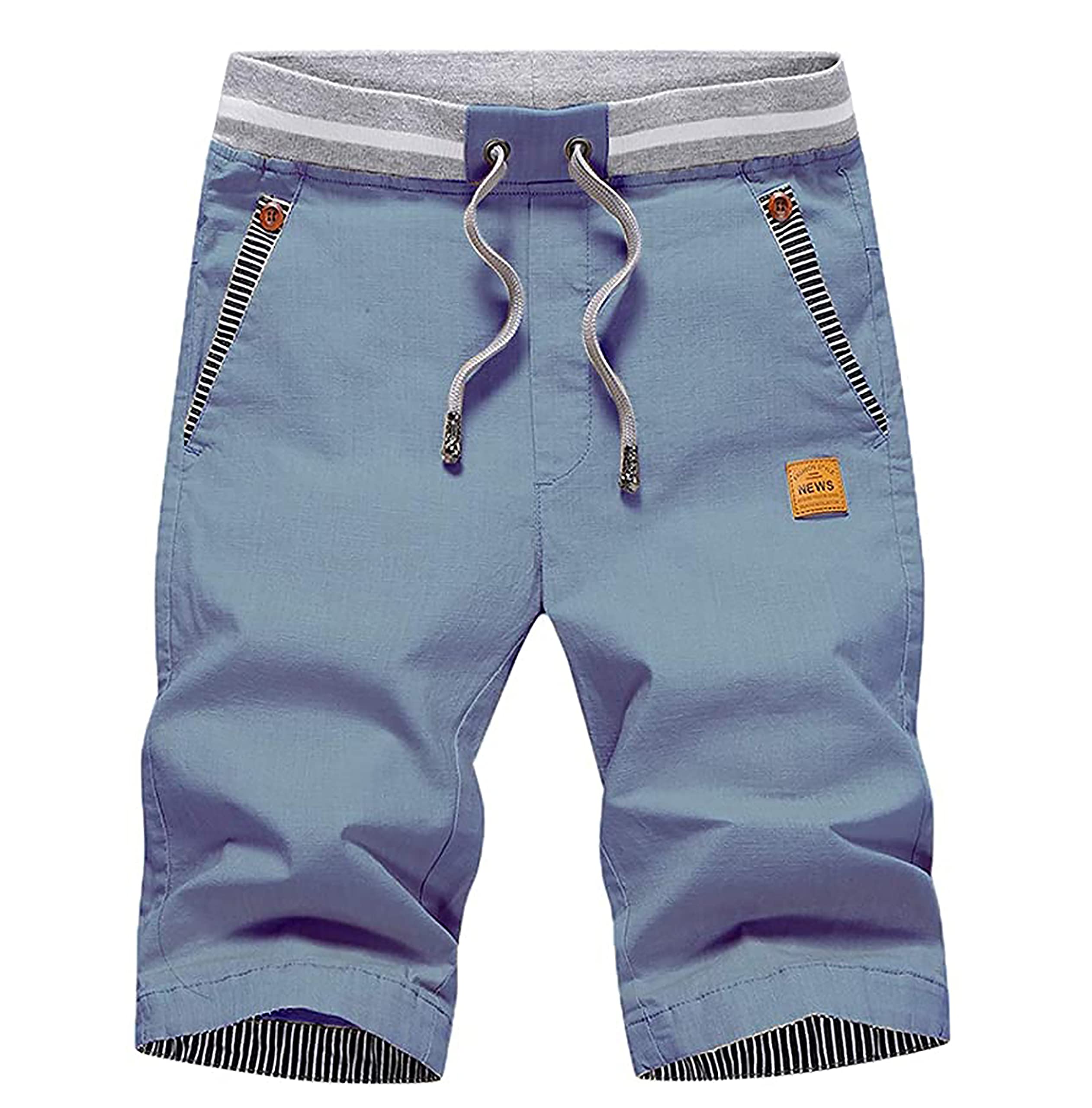 HCSS Pantalones Cortos Verano Shorts Pantalones Cortos de algodón para Hombre Estilo Informal Bermuda Shorts con Bolsillos Grandes Cintura elástica