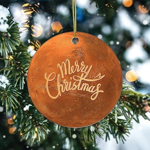 Miniatura 2 de Two-Side Printed Cosmic Galactic Planet Ceramic Christmas Ornament, Novelty for Family Friends Kids, Planetary Orbit Christmas Keepsake Pendants