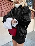 PRETTYGARDEN Veste de moto en cuir faux Trendy Fall Spring Clothes Oversize Zip Up Hiver Coat Outdoorwear pour femme