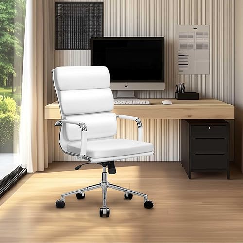 Miniatura 6 de NEO CHAIR Escritorio de oficina en casa Silla ejecutiva moderna de piel sintética, reposabrazos para conferencias, silla de tareas acolchada,