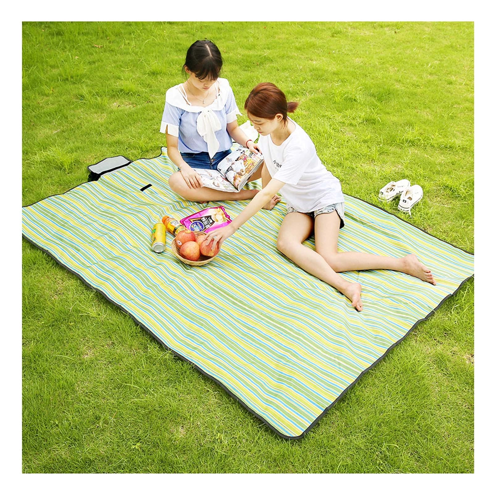 Tapis de Pique Nique, 150x200 CM Couverture Pique Niques Imperméable, Natte de Plage Nappe Picnic pour Extérieur Voyages Parc Jardin (Color : Green Stripe)