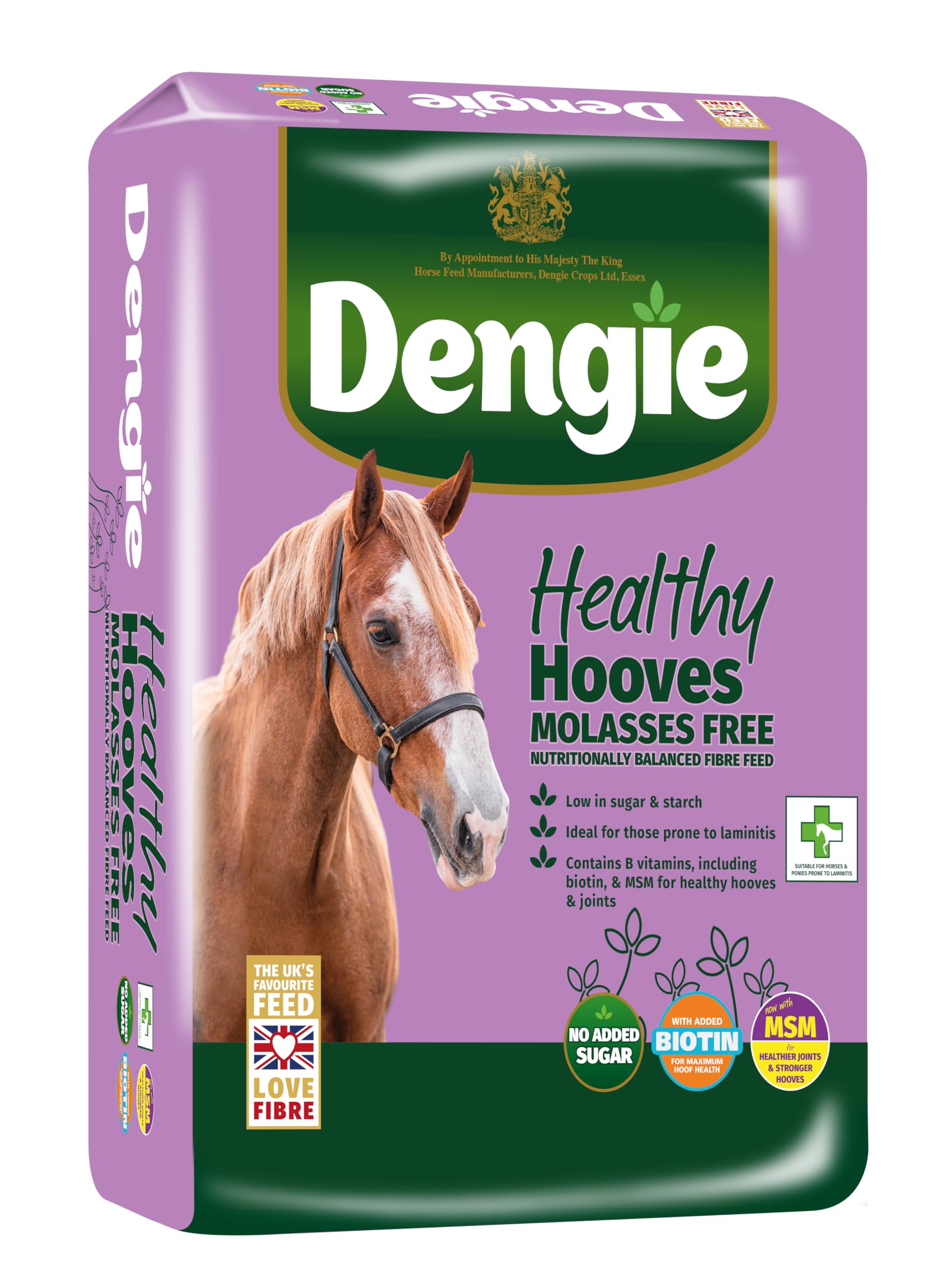 Dengie Healthy Hooves Molasses Free 20kg Balanced Horse Feed - Low Sugar Complete Horse Food with Biotin & MSM for Hoof Health. Suitable for Ponies Prone to Laminitis.