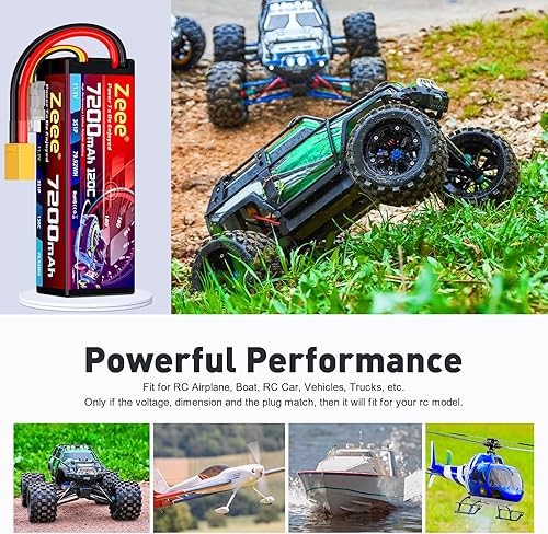 Miniatura 5 de Zeee 3S Lipo Battery 7200mAh 11.1V 120C Estuche rígido Batería RC con conector XT90 para vehículos a escala 18 110 RC tanque de coche Truggy Buggy