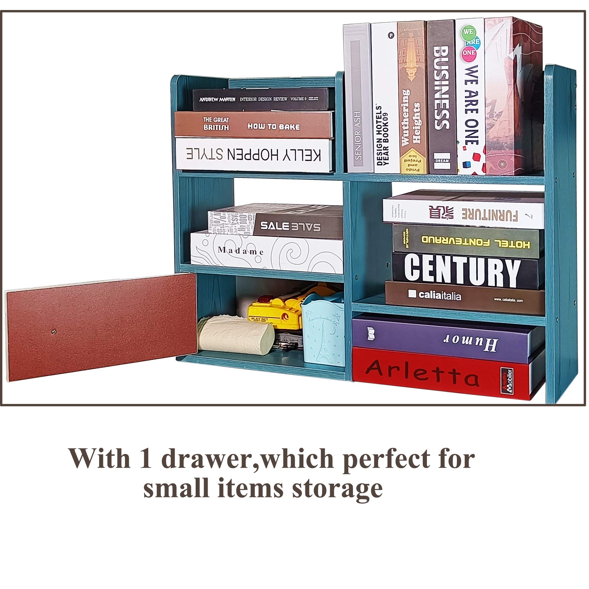 Aewio Tabletop Bookshelf Bookcase Desktop Organizer Stand Display Rack