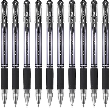 uni-ball UM-151 Signo Gel Grip Rollerball Pen - 0.7mm - Black Ink 10