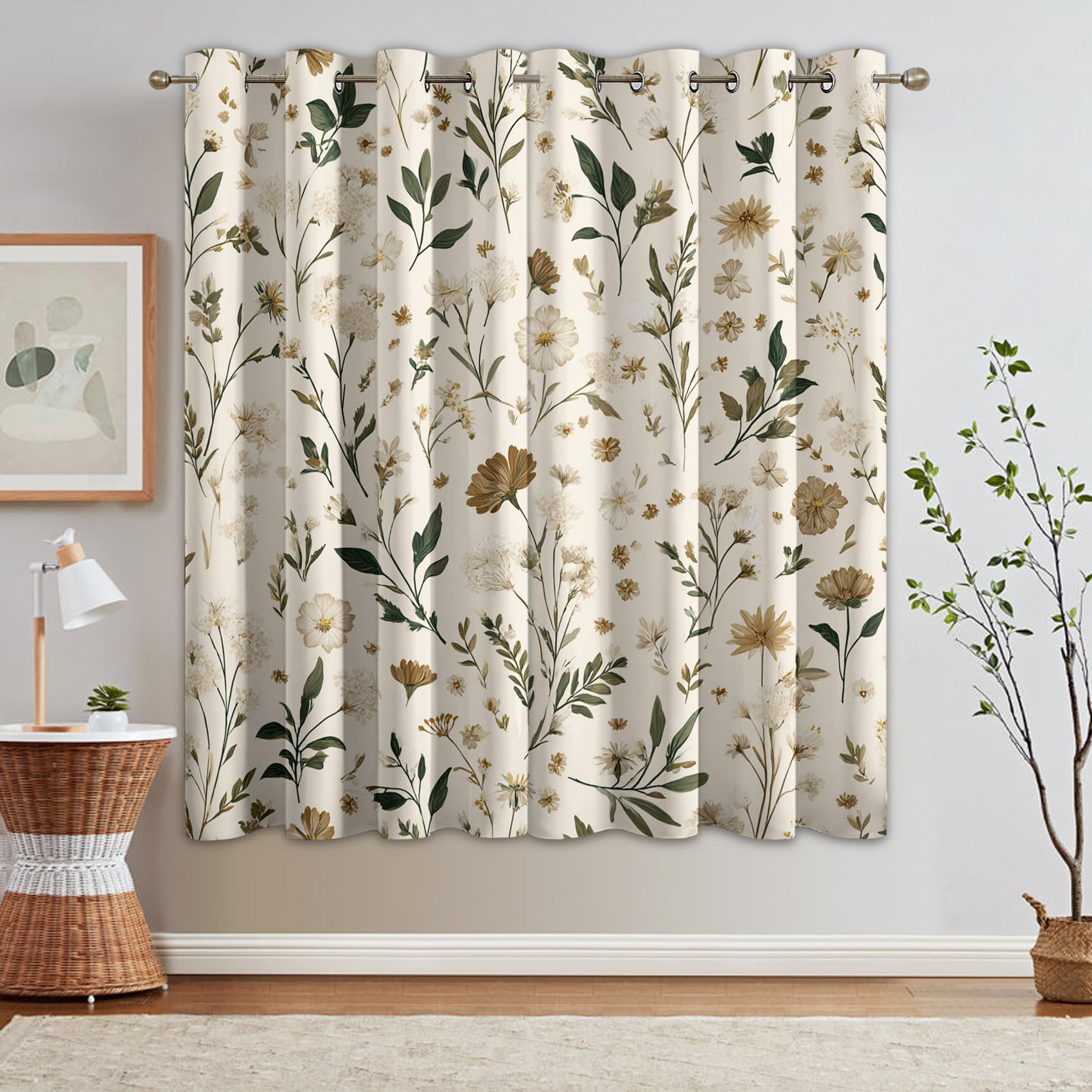 Lot De 2 Rideaux Occultants Fleurs Des Champs – 110x215 Cm, Thermiques Et à œillets, Motif Vintage - 14