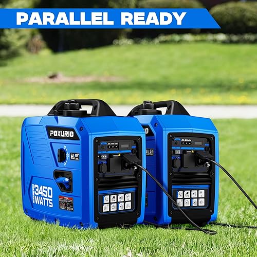 Miniatura 9 de POXURIO Generador inversor portátil de combustible doble de 3450 vatios para hogar, tanque de combustible grande, 1.6 galones, hasta 8.3 horas de