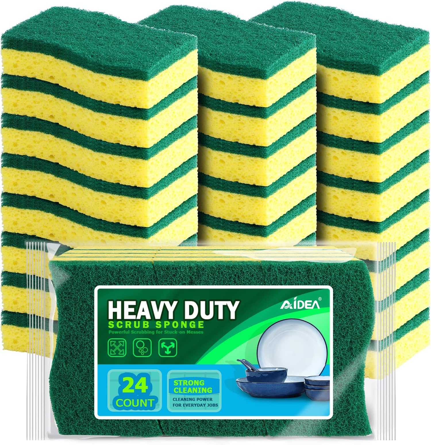AIDEABrite NonScratch Scrub Sponge24Count and Heavy Duty