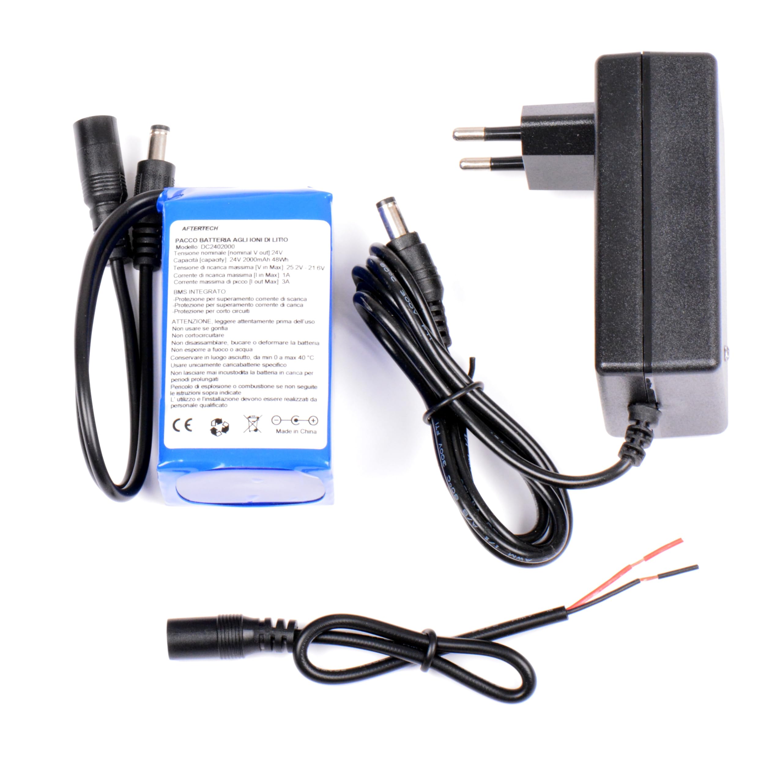 AFTERTECH PACCO BATTERIA PILA 24V 2000mAh 2Ah RICARICABILE AL LITIO 79x43x34mm G1D5