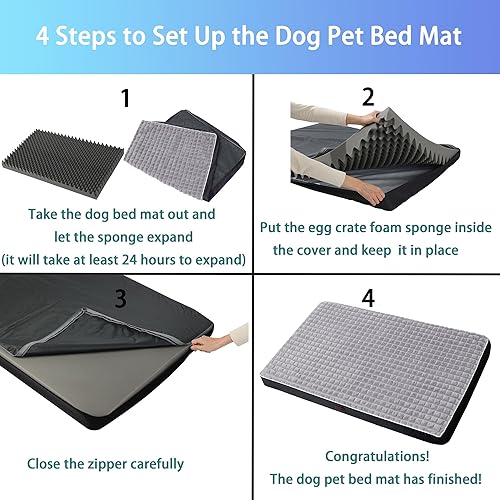 Miniatura 7 de Cama para perro, camas ortopédicas impermeables para perros grandes, medianos y pequeños, almohadilla para jaula de perro con funda extraíble
