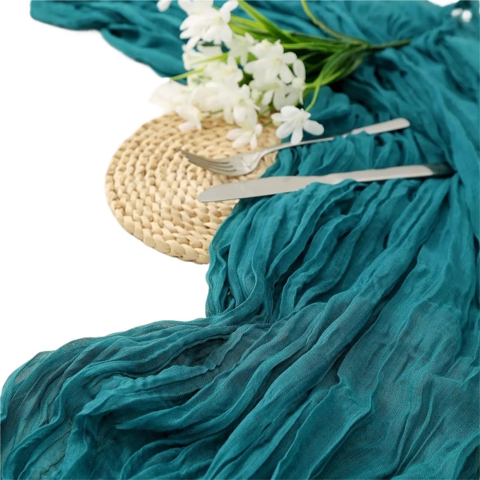 Cheese Cloth Table Runner 10pc Cheesecloth Boho Table Runner 90x300cm Gauze Sage Green Wedding Decor for Bridal Shower Party