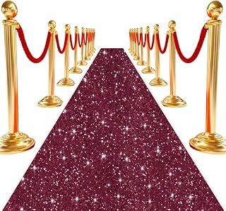 Burgundy Wedding Aisle Runner Outdoor Glitter Carpet Runner Sequins Aisle Runner for Wedding Ceremony 4ftx15ft Wine Runway Carpet for Party Runway Carpet Rug Banquet Walkway Rug