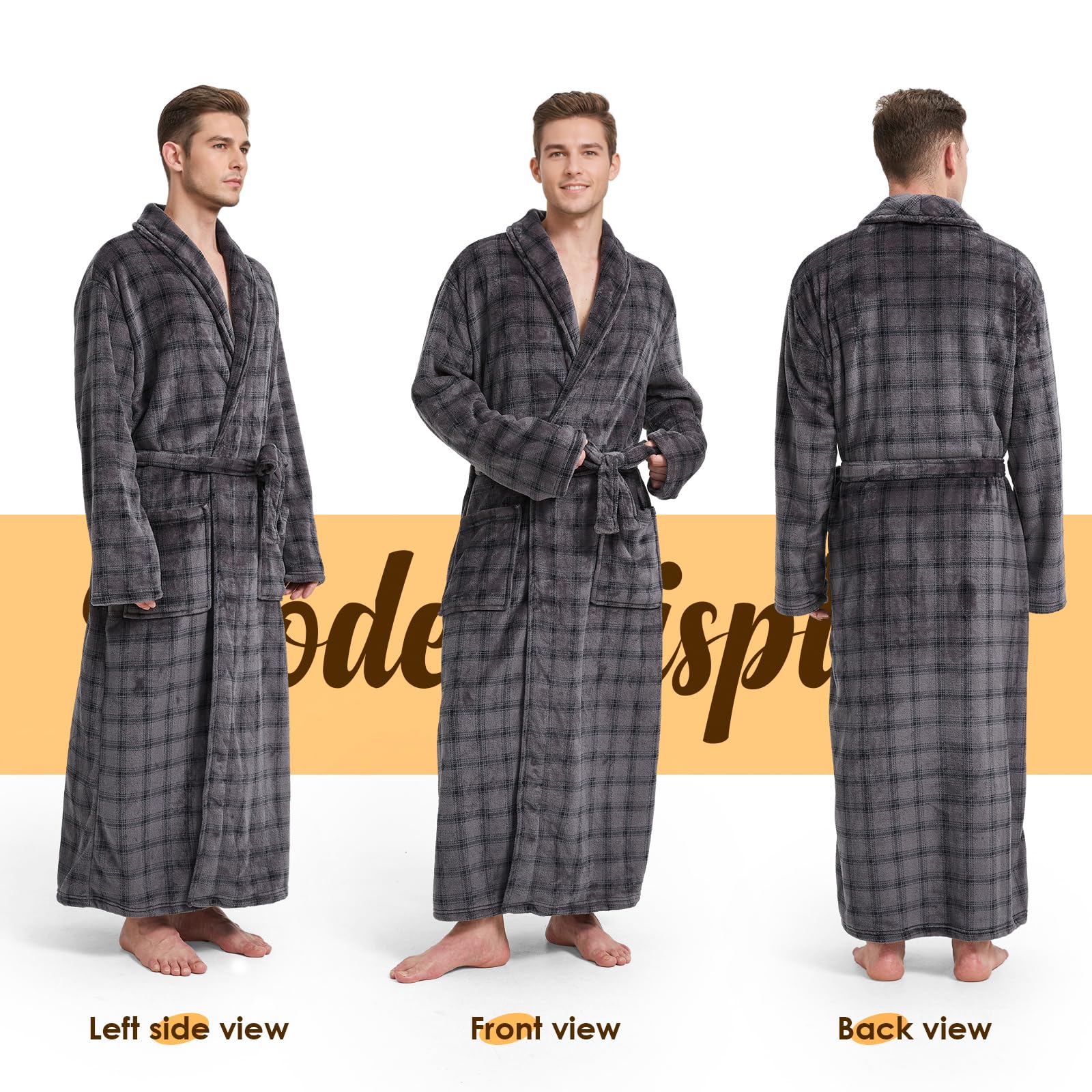 Peignoir de bain en polaire pour homme avec col châle