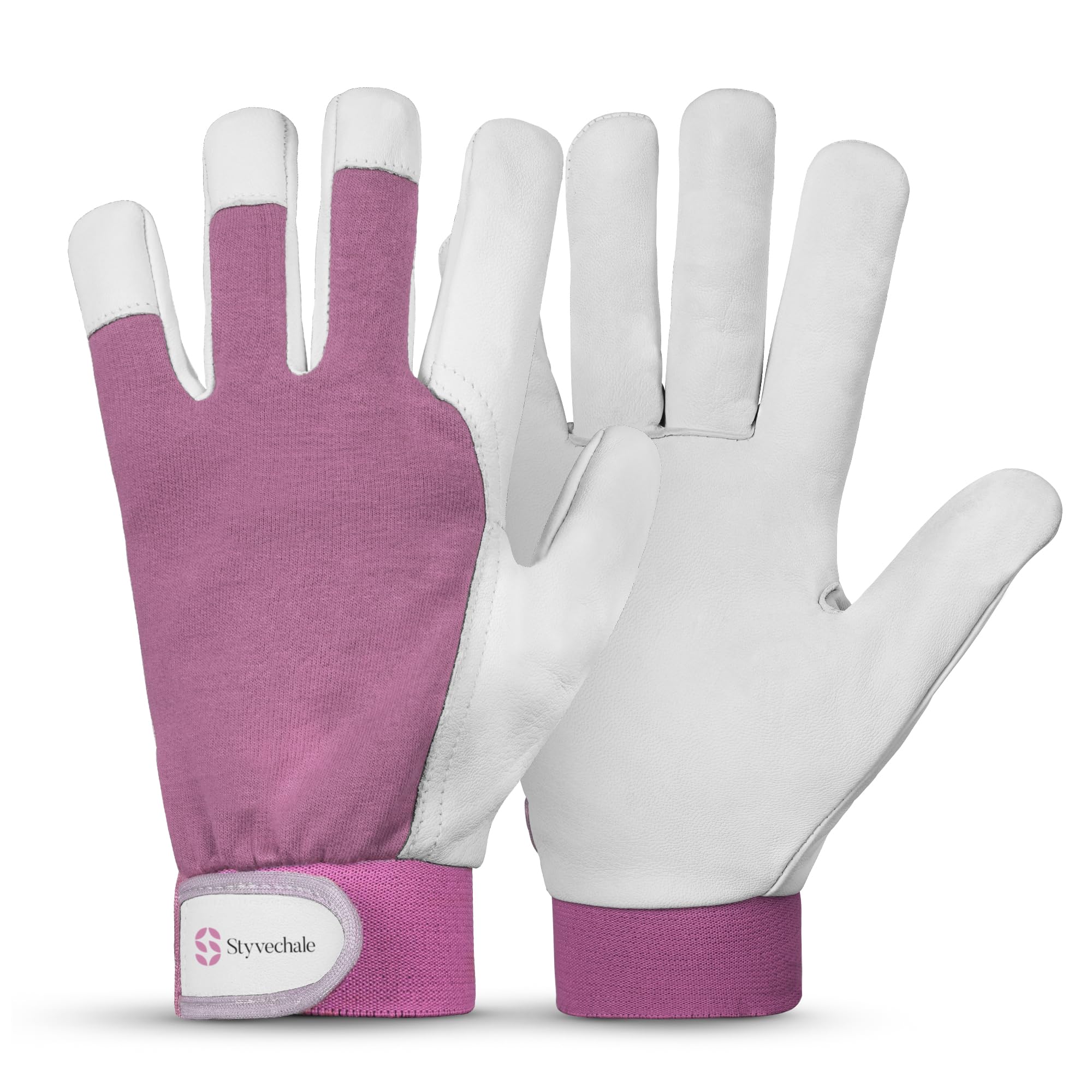 Gardening Gloves for Men & Women, Leather Palm & Breathable Spandex Back, Thorn-Proof Gardening Gloves