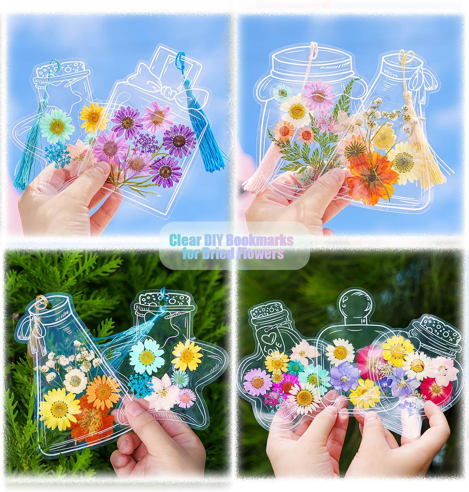 Peacoblue 121pcs DIY Bookmark Making Kit - Acrylic Blanks, UV Stickers, Tassels, Gift Bags, Craft Kit For Book Lovers