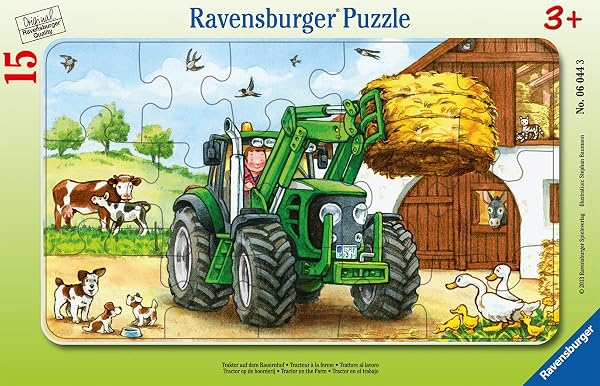 Ravensburger Kinderpuzzle - 06044 Traktor auf dem Bauernhof - Rahmenpuzzle für Kinder ab 3 Jahren, mit 15 Teilen - 1