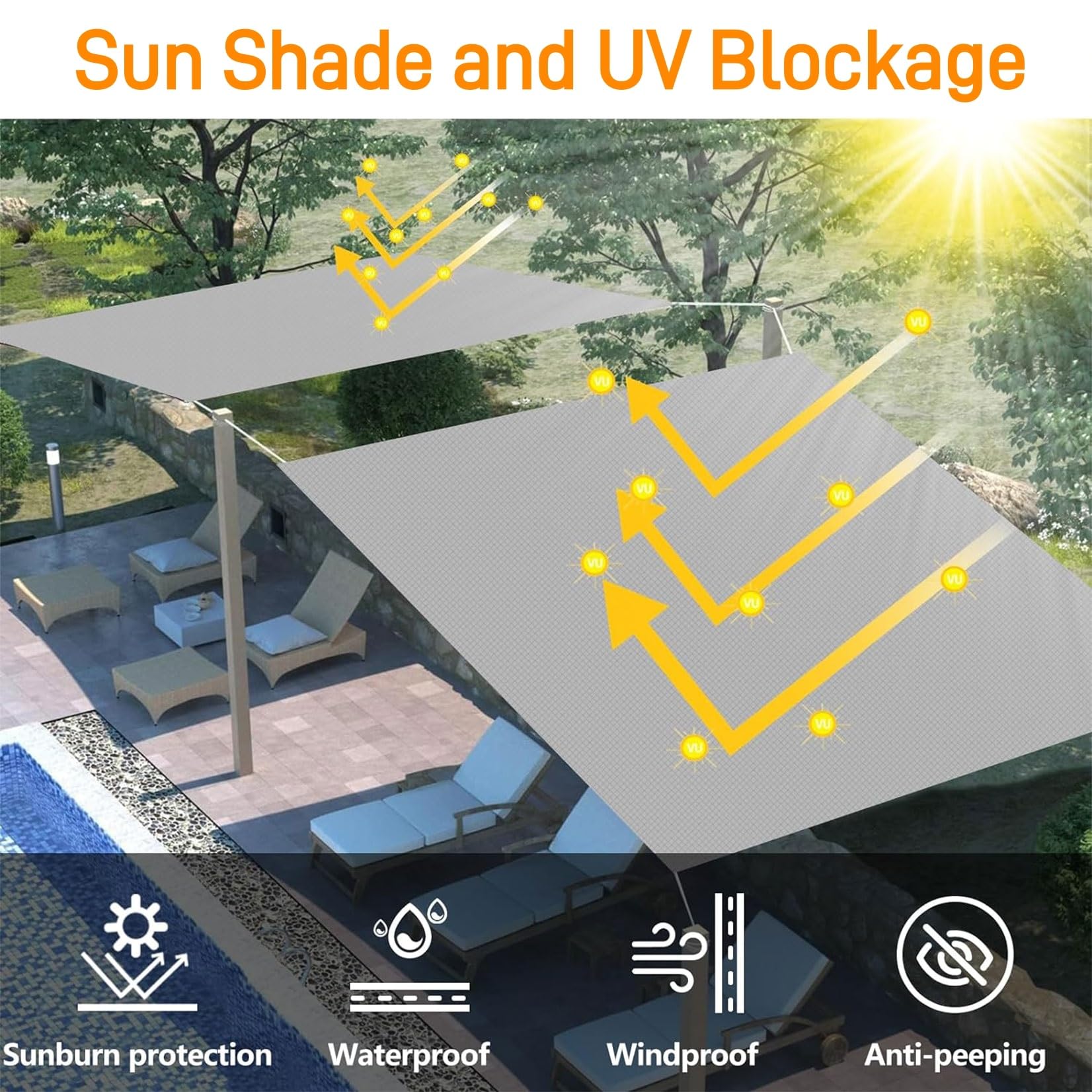 Amazon.co.jp: サンシェード 4 x 6 m Uvカット 日よけ シェード 日よけ