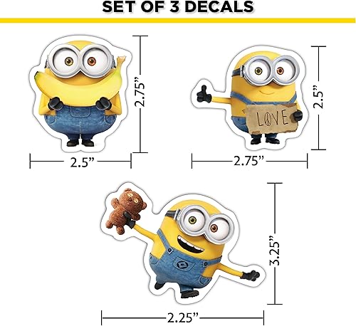 Miniatura 3 de Calcomanías de Minions de Despicable Me - Juego de 3 calcomanías de Bob para coche, botella de agua, casco de bicicleta, laptop, monopatín -