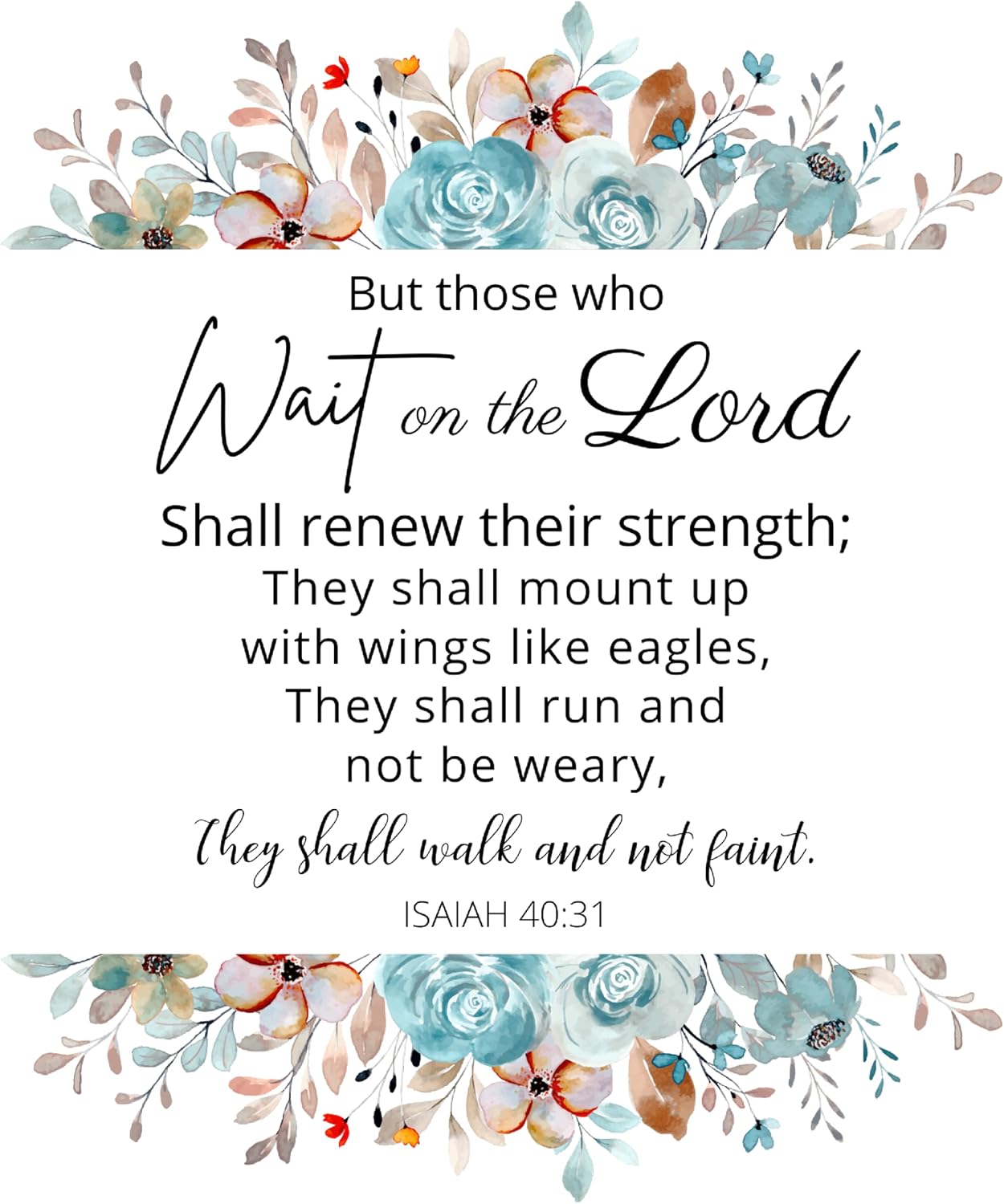 Fabric Panel 14"x14" Isaiah 40:31 Scripture 100% Cotton Quilt Square Panel ET775