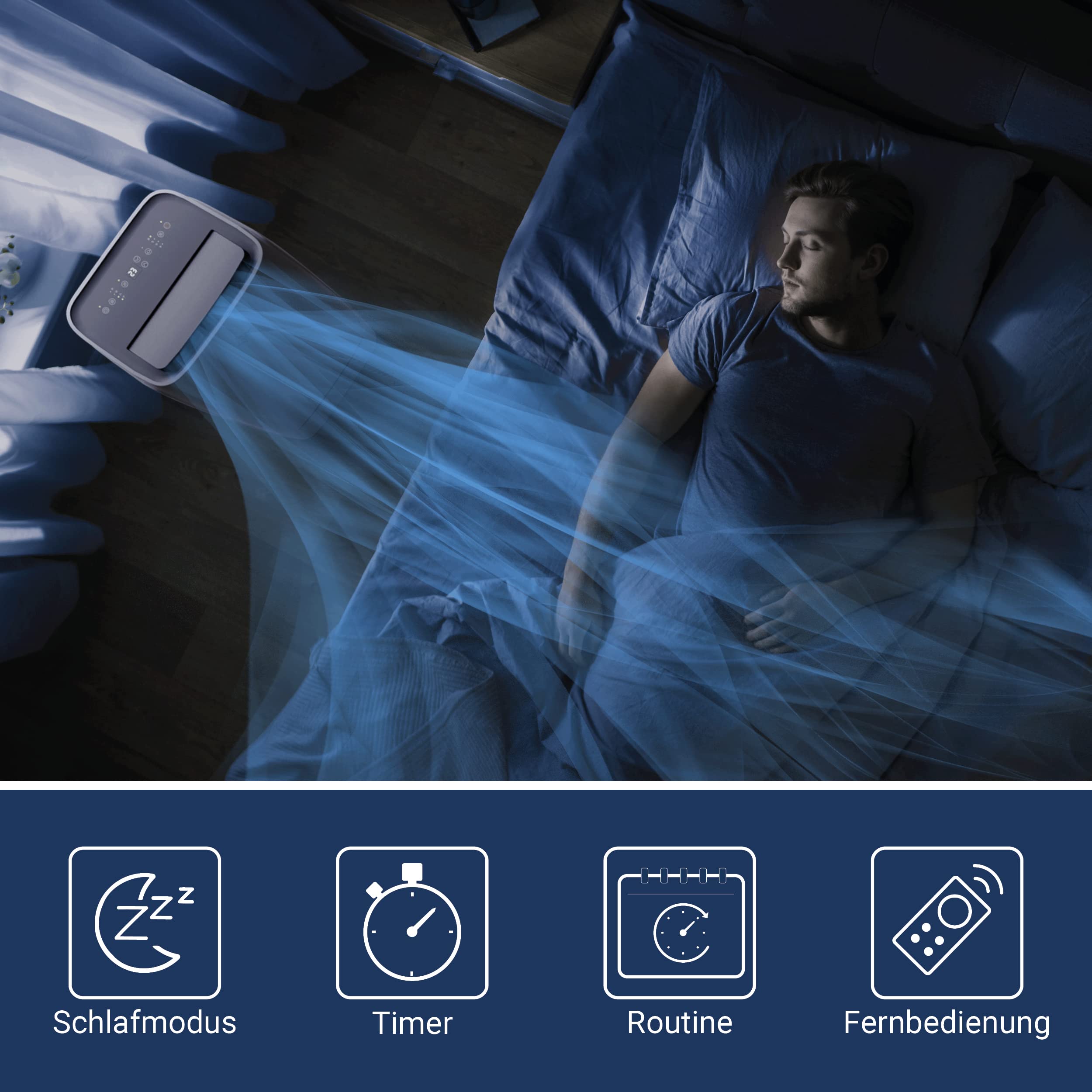 Suntec Wellness Mobiles Klimagerät Advance 12000 BTU APP - Klimaanlage mobil und leise mit Smart App Steuerung – Entfeuchter für Räume bis 60 qm – Mobile Kühlung & Heizung für zuhause – 12.000 BTU