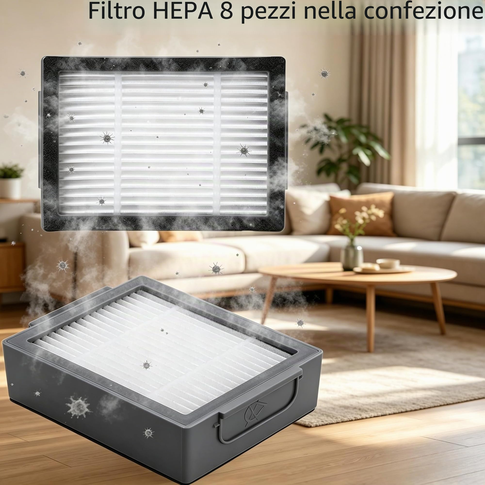 Accessori Kit per iRobot Roomba e5 e5154 e6 Combo i5 J5+ i7 i7156 i1 i3+ EVO i4 Combo i8 +, 8x Filtri, 4x Rullo Spazzole,8x Spazzola Laterale 1x Ruota Ricambio