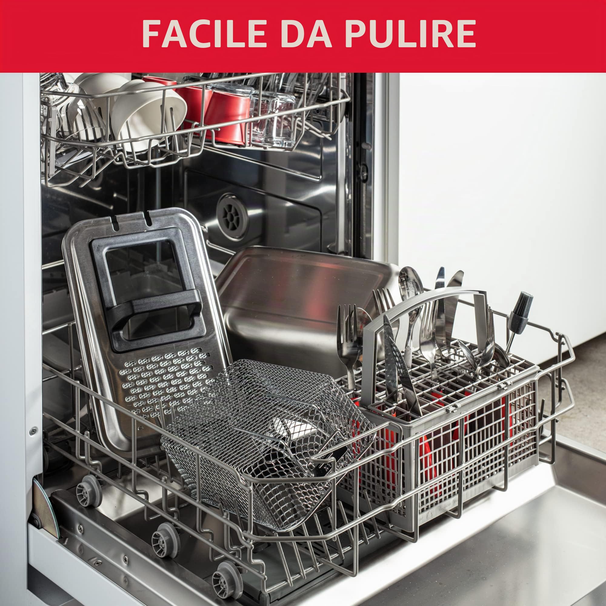 Moulinex Easy Pro 3 L-Freidora classica, 2300 W, 2 piani di cottura, termostato regolabile, 2 L/600 g), colore: argento