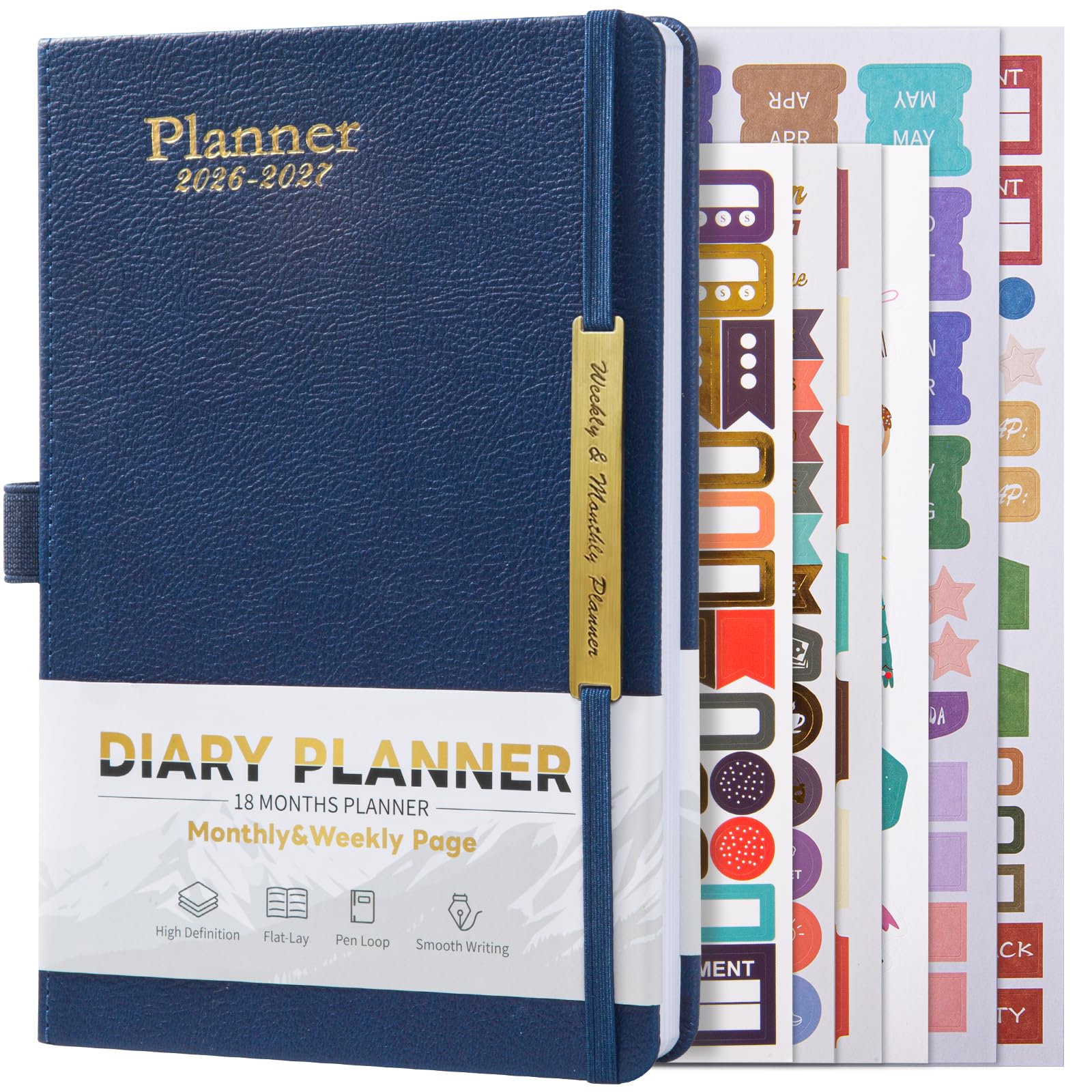 2026-2027 Leather Planner Weekly and Monthly, 18 Months Calendar Book, 2026 Academic Planner From Jan. 2026-June 2027, 2026 Appointment Book, Daily Agenda,Yearly Teachers Planner (5.7 X 8.5" Blue)