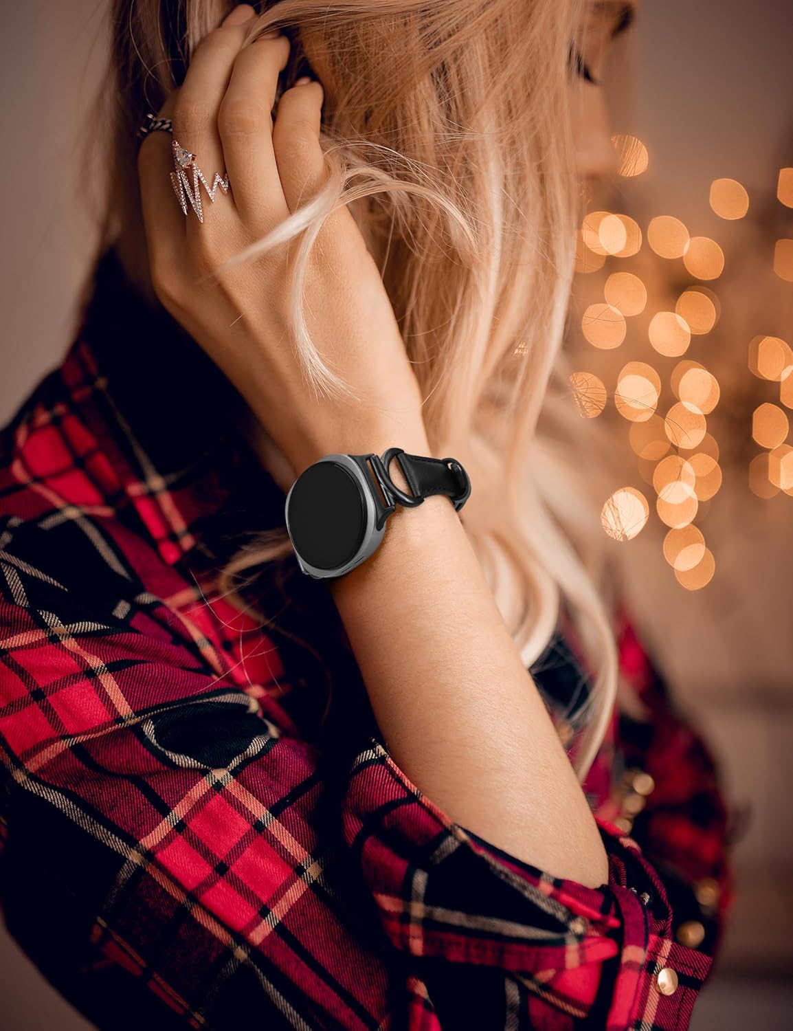 Minyee Leather Band Compatible with Samsung Galaxy Watch 8 40mm 44mm/ 8 Classic 46mm Bands, No Gap One-Click Slim Thin Dressy Leather Strap with C-Shape Metal Buckle Women, NOT for Other Models - Image 6