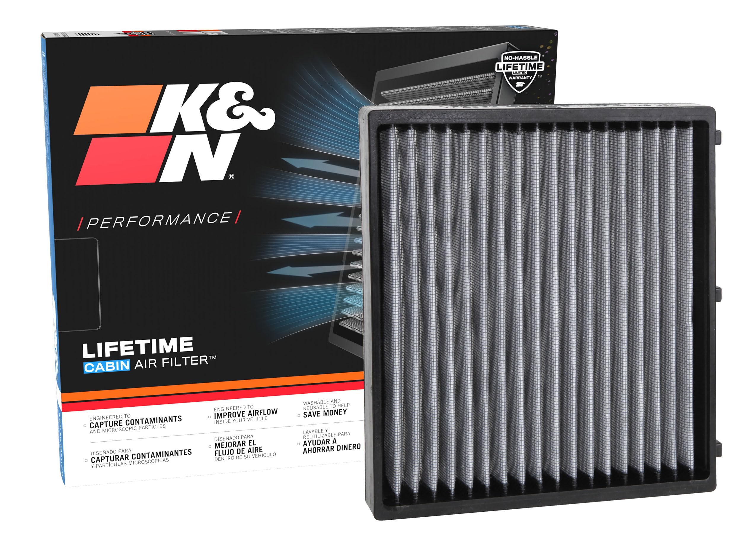 K&NLIFETIME Cabin Air Filter: Premium, Washable, Clean Air for your Cabin: Compatible with 2013-2024 Hyundai/Kia: Kona, Tucson, Veloster, Venue, Picanto, Rio, Soul, VF2062