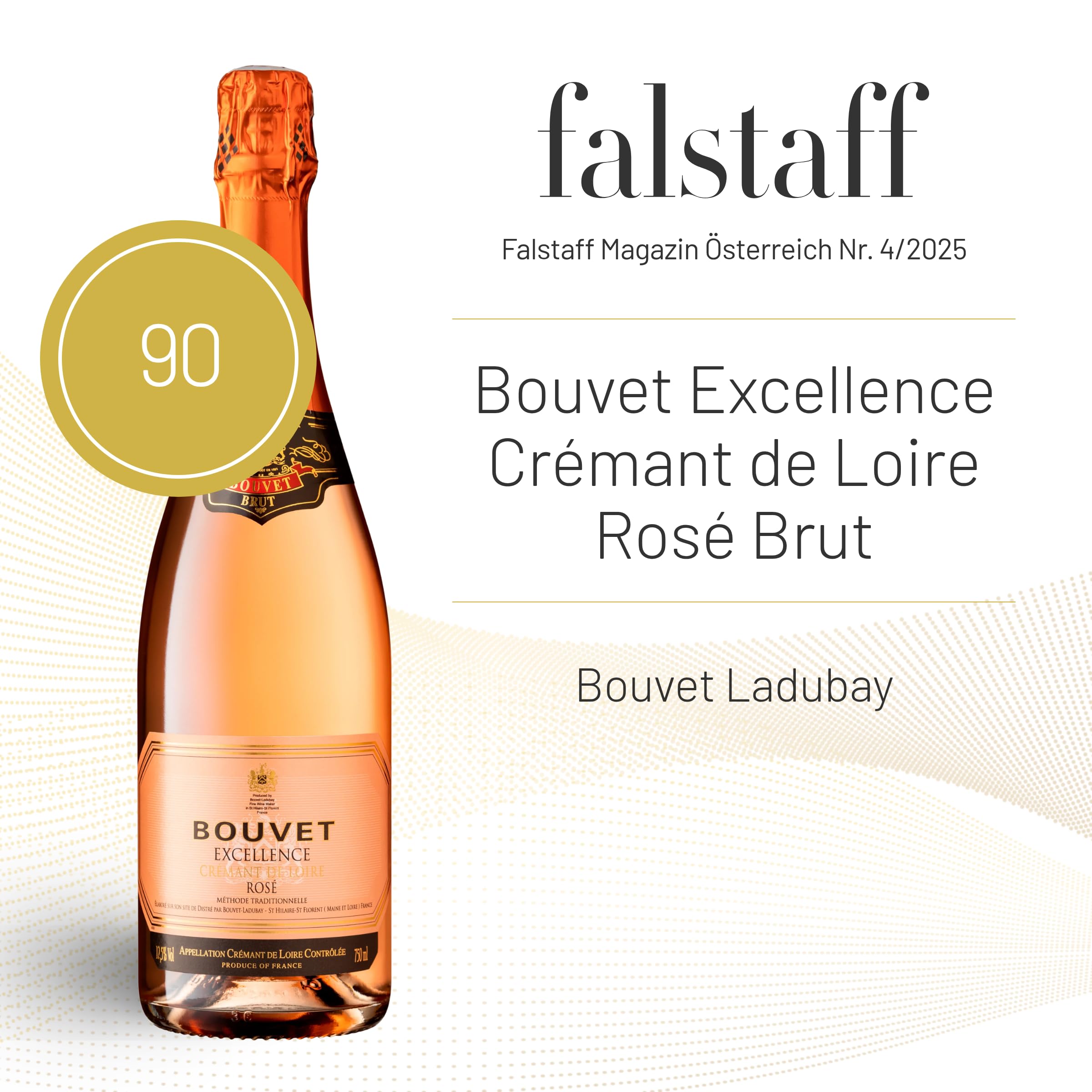 Bouvet Excellence Rosé Crémant de Loire Brut - Klassische Flaschengärung – Cabernet Franc – Cremant Rosé Ideal als Geschenk - 6 x 0.75 L