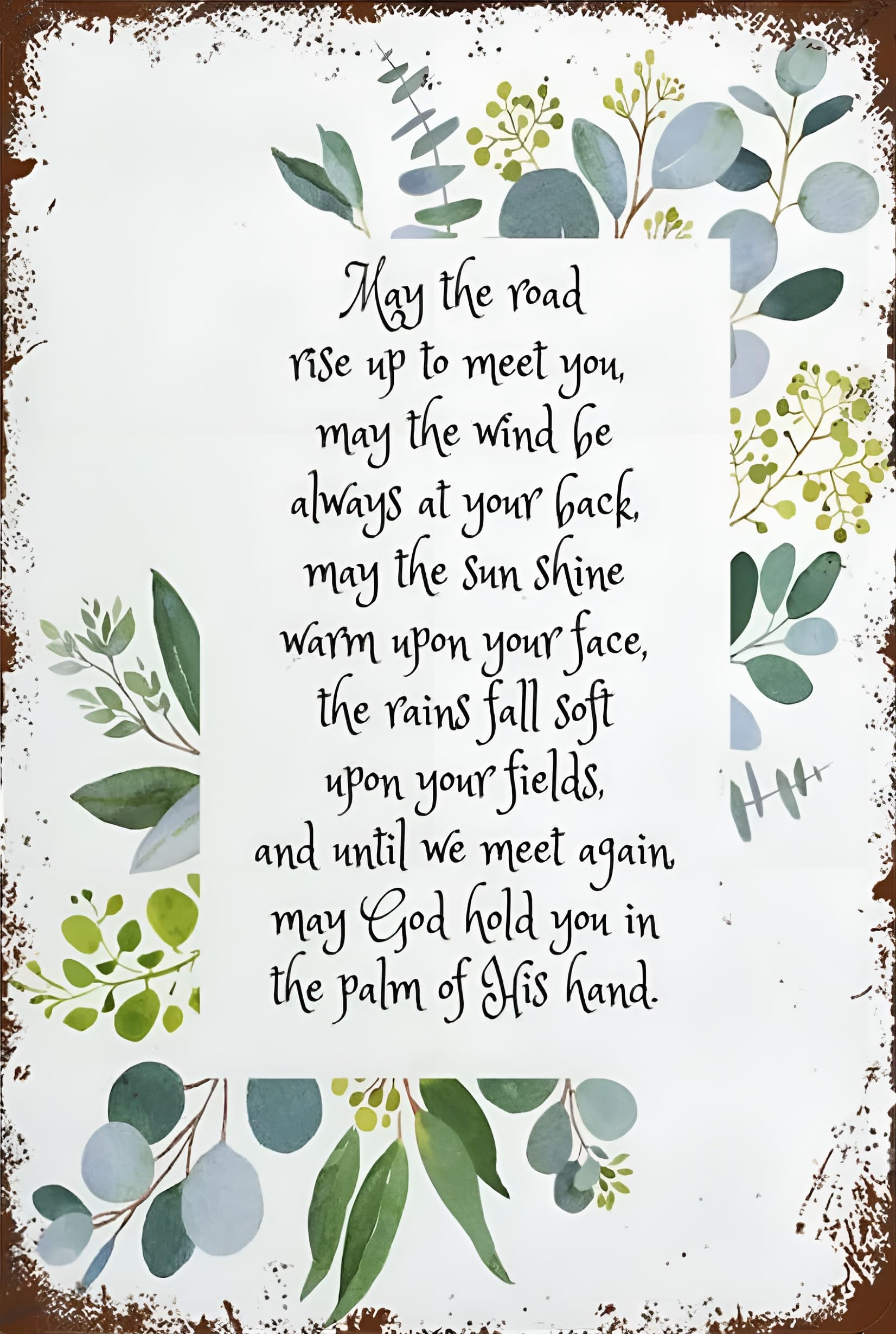 Dpunvma Style-4 May The Road Rise Up To Meet You Irish Blessing Print Irish Prayer Ireland Gift Christian Gift Wedding Gift Green Art Watercolor Funny Vintage Metal Tin Sign For Home Bathroom Coffee 8X12 Inch